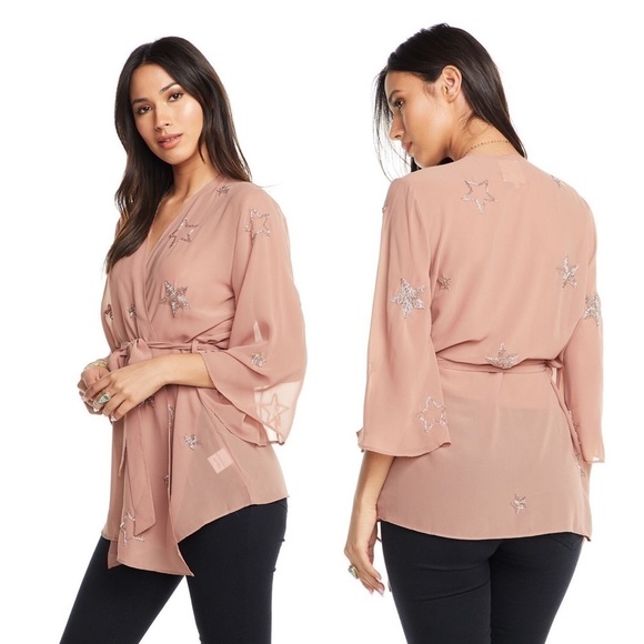 Chaser Beaded Star Wrap Top XS - Picture 3 of 8